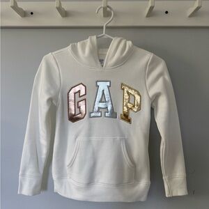 GAP Kids White Hoodie with Metallic Logo